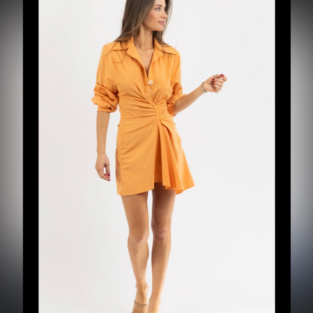 Loucia Orange Ruched Mini Dress